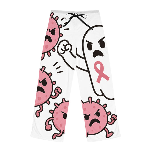 Funny Cancer Awareness Pajama Pants, Comfortable Lounge Pants, Gift for Her, Pink Ribbon Apparel, Relaxing Sleepwear