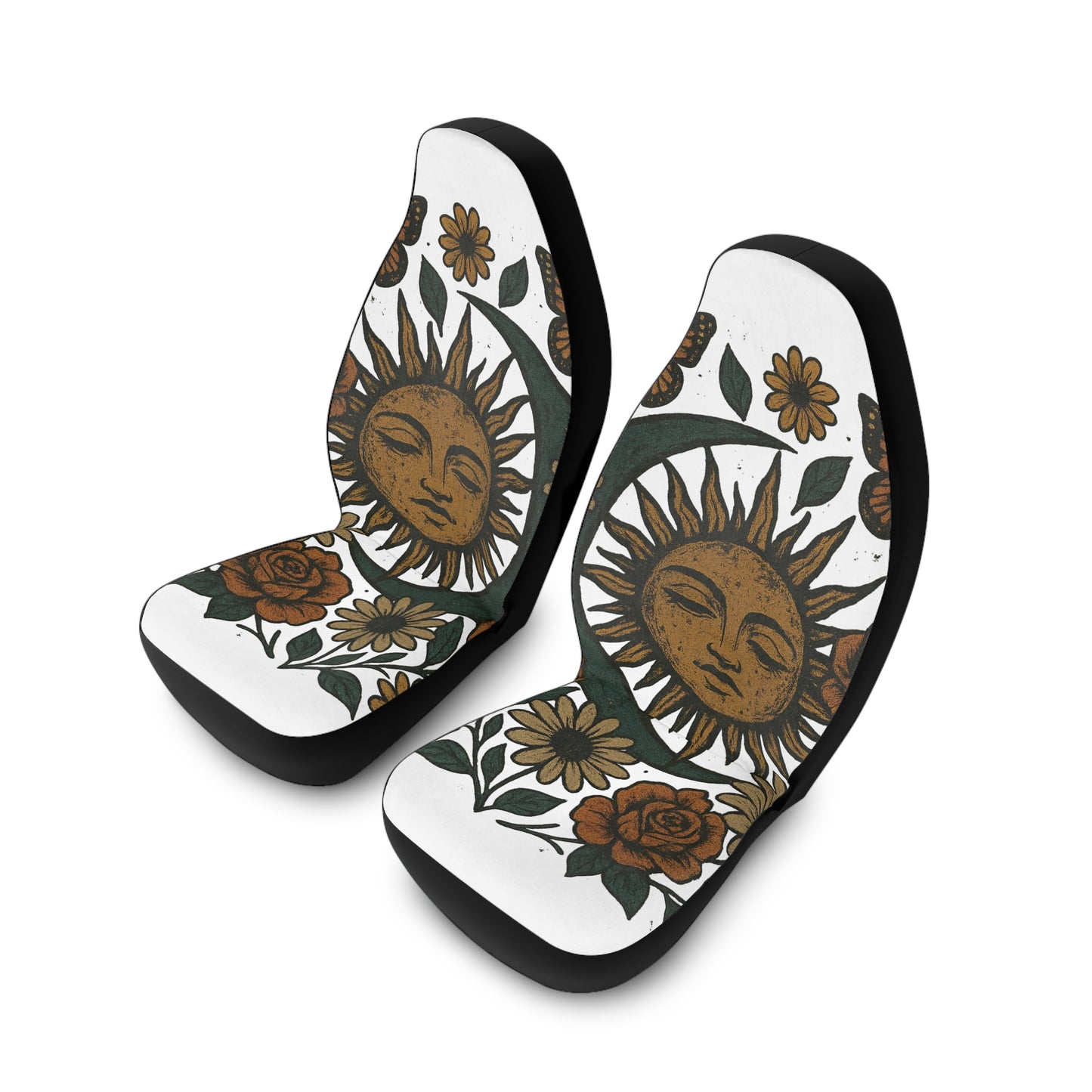 Bohemian Sunflower Car Seat Covers, Floral Car Accessories, Unique Car Decor, Cute Seat Protectors, Sun-Inspired Vehicle Interiors