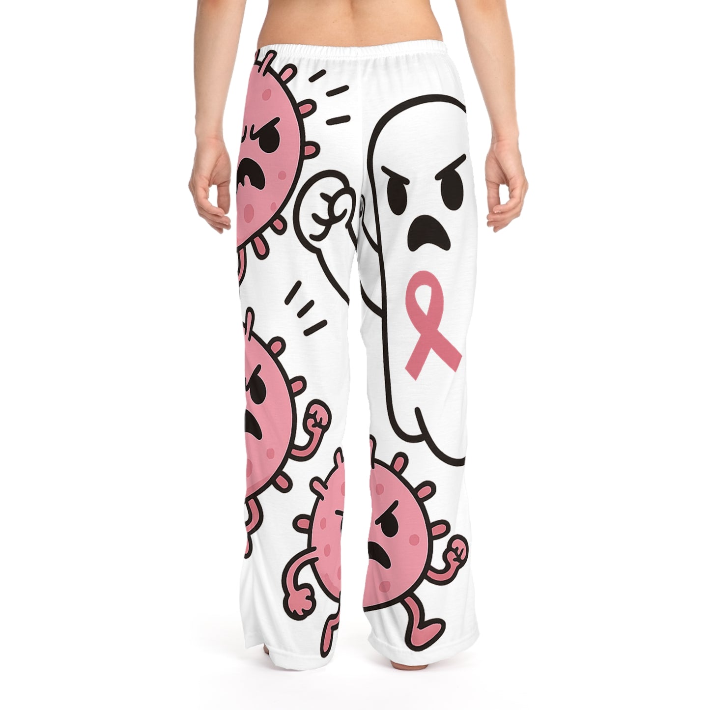 Funny Cancer Awareness Pajama Pants, Comfortable Lounge Pants, Gift for Her, Pink Ribbon Apparel, Relaxing Sleepwear