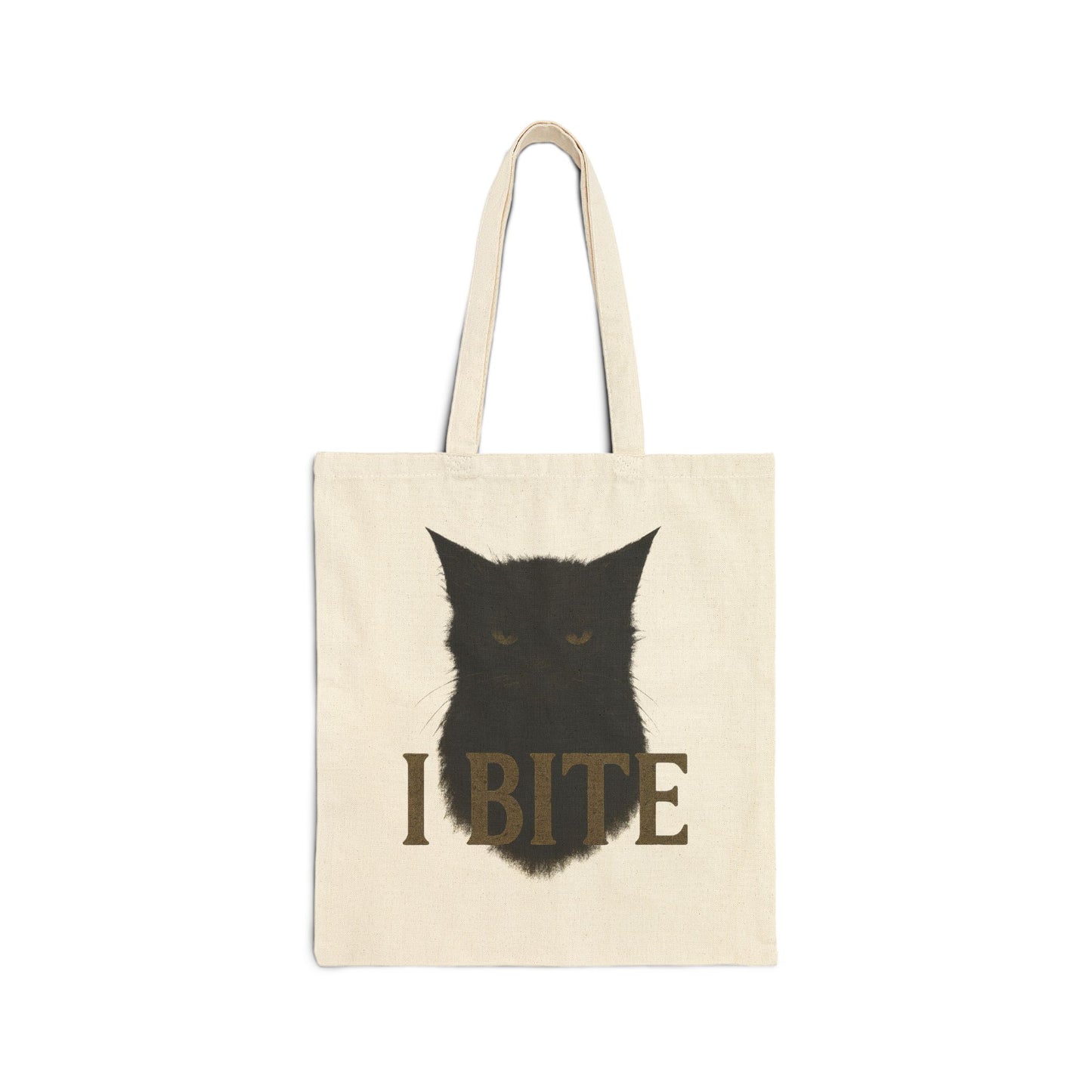 I Bite Black Cat Cotton Canvas Tote Bag | Funny Pet Lover Gift, Eco-Friendly Shopping Bag, Cat Mom Tote, Halloween Accessory