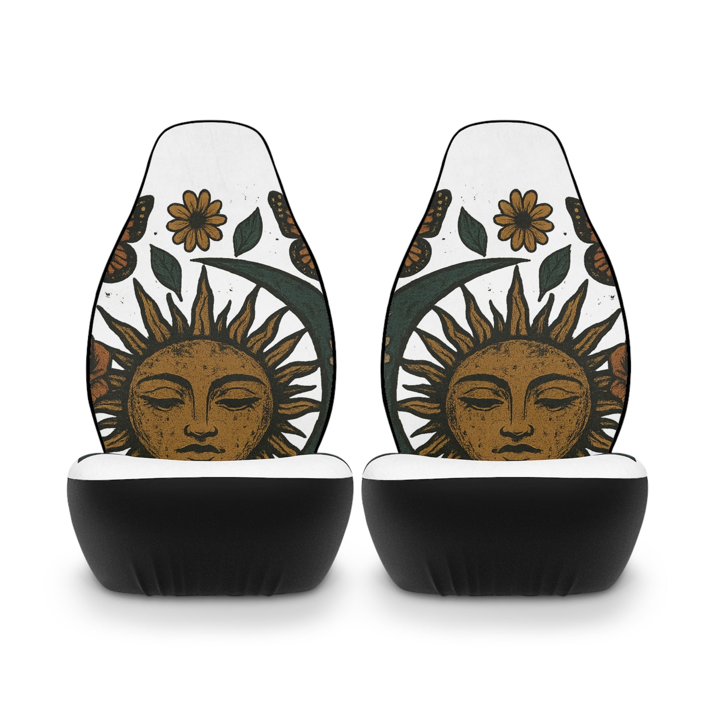 Bohemian Sunflower Car Seat Covers, Floral Car Accessories, Unique Car Decor, Cute Seat Protectors, Sun-Inspired Vehicle Interiors