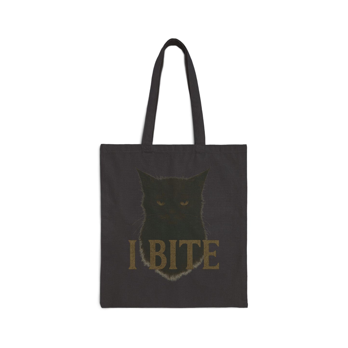 I Bite Black Cat Cotton Canvas Tote Bag | Funny Pet Lover Gift, Eco-Friendly Shopping Bag, Cat Mom Tote, Halloween Accessory