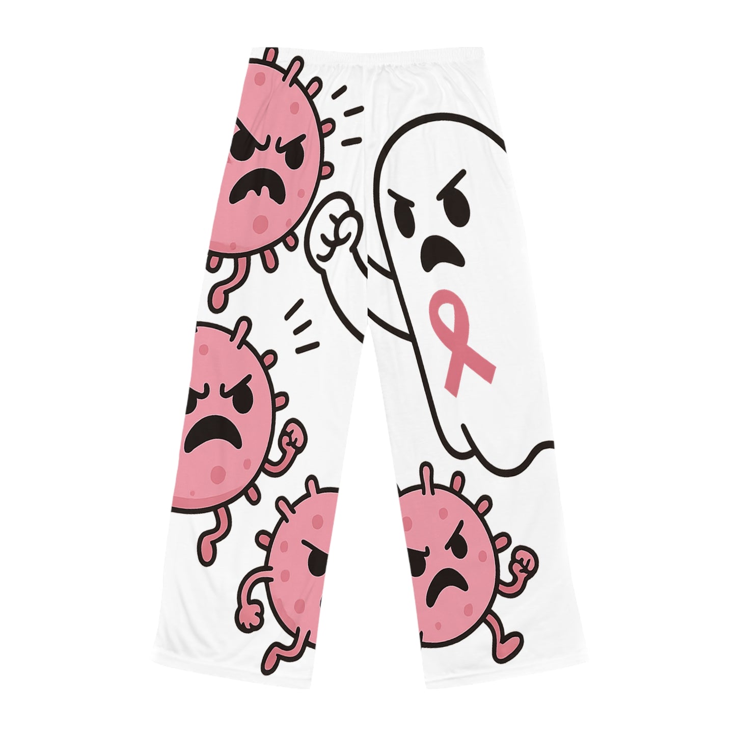 Funny Cancer Awareness Pajama Pants, Comfortable Lounge Pants, Gift for Her, Pink Ribbon Apparel, Relaxing Sleepwear