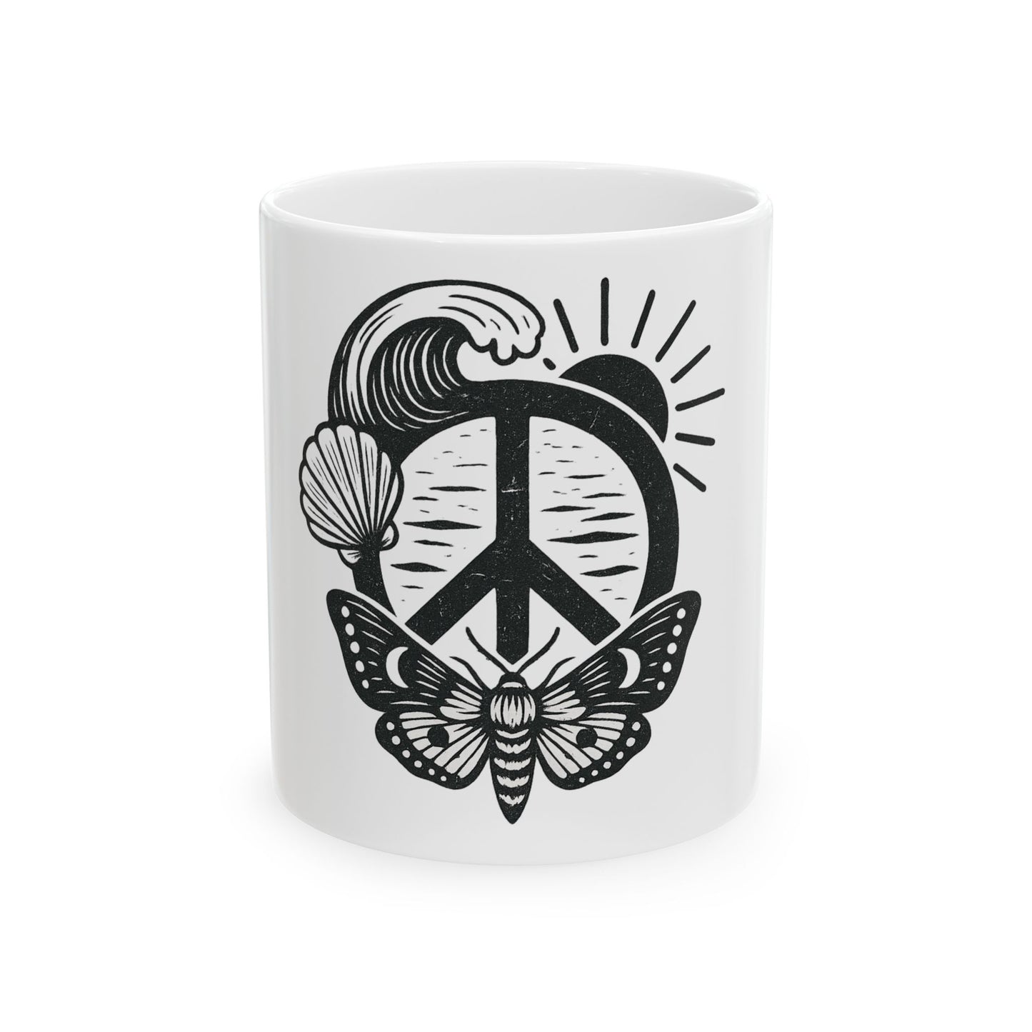 Peaceful Vibe Ceramic Mug, Inspirational Coffee Cup, Butterfly and Peace Sign Design, Perfect Gift for Yoga Lovers, Beach Lovers, [...]
