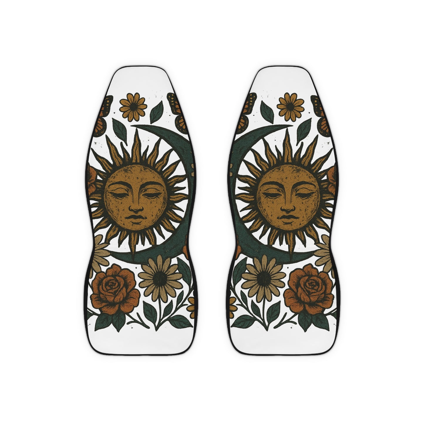 Bohemian Sunflower Car Seat Covers, Floral Car Accessories, Unique Car Decor, Cute Seat Protectors, Sun-Inspired Vehicle Interiors