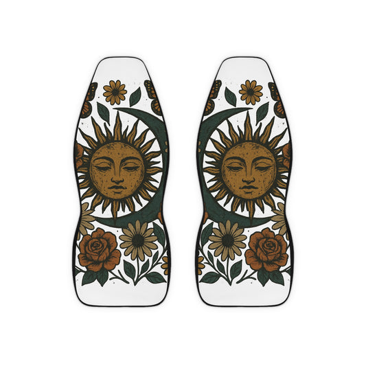 Bohemian Sunflower Car Seat Covers, Floral Car Accessories, Unique Car Decor, Cute Seat Protectors, Sun-Inspired Vehicle Interiors