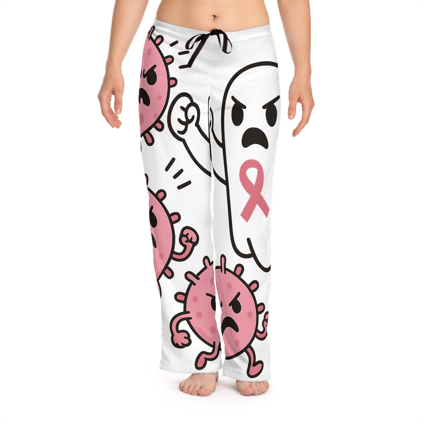Funny Cancer Awareness Pajama Pants, Comfortable Lounge Pants, Gift for Her, Pink Ribbon Apparel, Relaxing Sleepwear